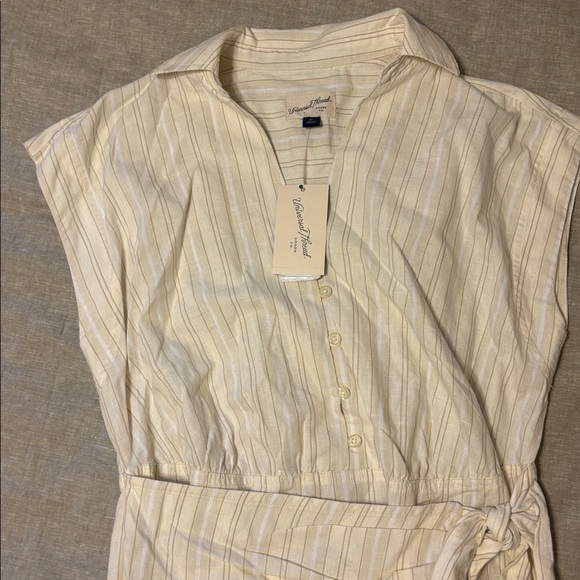 Women’s Short Sleeve Wrap Waist Midi Shirtdress Universal Thread Cream - Picture 5 of 6